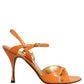 Orange Leather Stiletto Heels Sandals Shoes