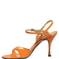 Orange Leather Stiletto Heels Sandals Shoes