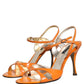 Orange Leather Stiletto Heels Sandals Shoes
