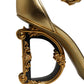 Gold Leather Ankle Strap Heels Sandals Shoes