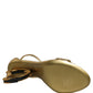 Gold Leather Ankle Strap Heels Sandals Shoes