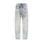 Blue Cotton Straight-Leg Jeans