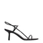Black Leather Stiletto Heel Sandals