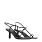 Black Leather Stiletto Heel Sandals