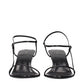 Black Leather Stiletto Heel Sandals