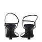 Black Leather Stiletto Heel Sandals