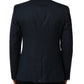 Blue Wool Logo Single Breasted Coat Blazer