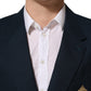 Blue Wool Logo Single Breasted Coat Blazer
