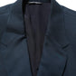 Blue Wool Logo Single Breasted Coat Blazer