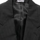 Black Stripes Wool Single Breasted Blazer