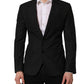 Black Stripes Wool Single Breasted Blazer