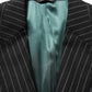 Black Stripes Wool Single Breasted Blazer