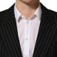 Black Stripes Wool Single Breasted Blazer
