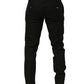 Black Linen Skinny Leg Dress Trouser Pants