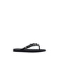 Black Polyurethane Flat Sandals