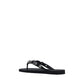 Black Polyurethane Flat Sandals