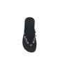 Black Polyurethane Flat Sandals
