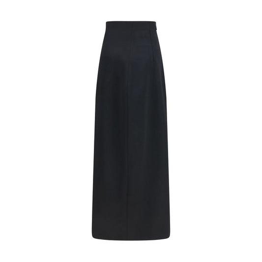 Black Silk Long Skirt