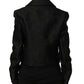 Black Floral Brocade Biker Blouson Jacket