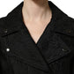 Black Floral Brocade Biker Blouson Jacket