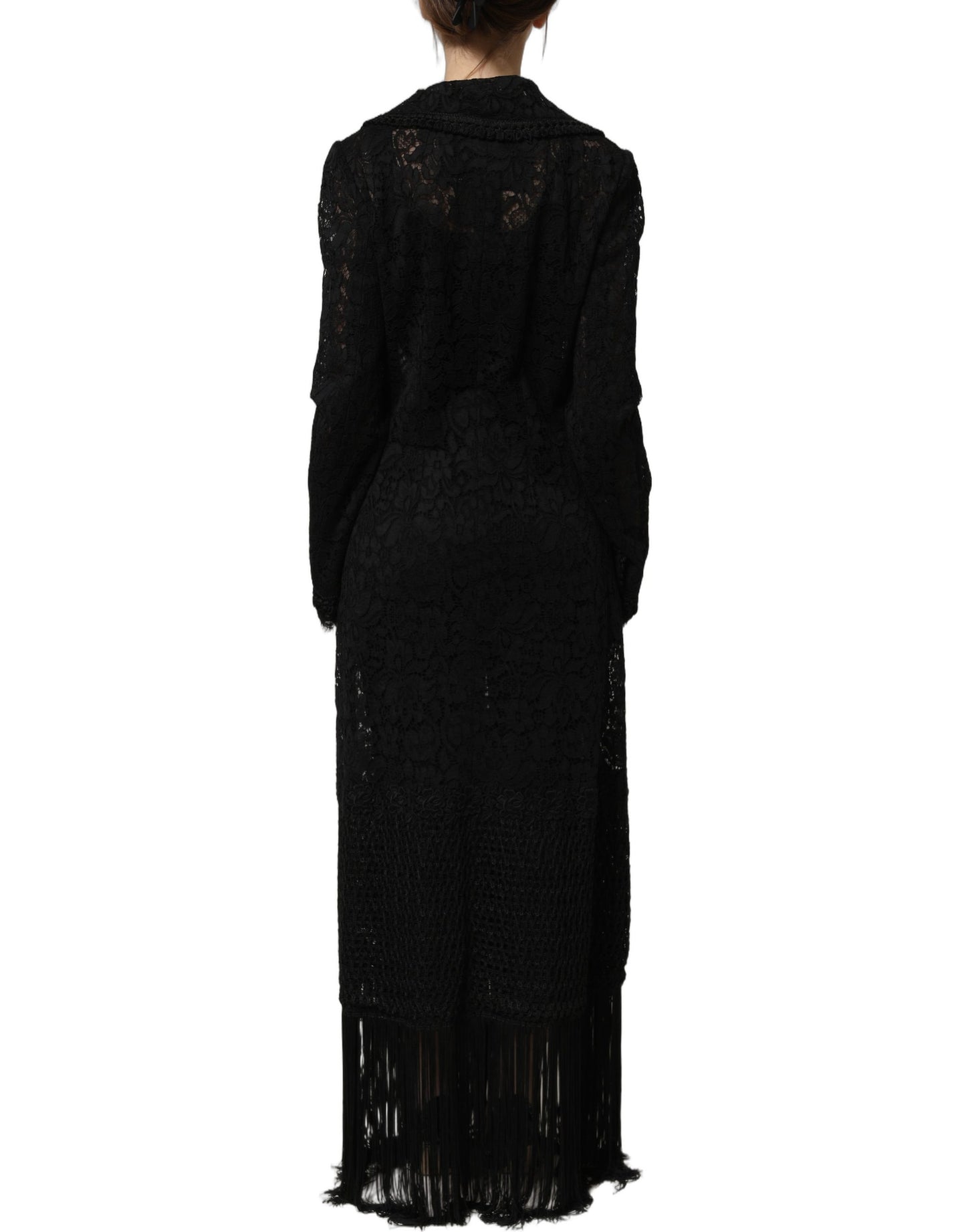 Black Embellished Guipure Lace Coat Jacket