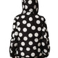 Black White Polka Dot Hooded Blouson Jacket