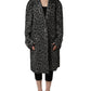 Black Silver Jacquard Leopard Coat Jacket