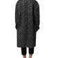Black Silver Jacquard Leopard Coat Jacket