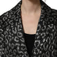 Black Silver Jacquard Leopard Coat Jacket