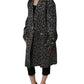Black Silver Jacquard Leopard Coat Jacket