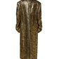 Gold Floral Jacquard Wool Trench Coat Jacket