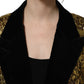 Gold Floral Jacquard Wool Trench Coat Jacket