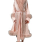 Light Pink Silk Turkey Feather Robe Jacket