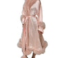 Light Pink Silk Turkey Feather Robe Jacket