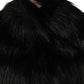 Black Acrylic Faux Fur Sleeveless Vest Jacket