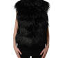 Black Acrylic Faux Fur Sleeveless Vest Jacket
