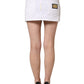 White Distressed Cotton Denim Mini Skirt