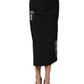 Black DGVIB3 Stretch Jersey Midi Pencil Cut Skirt