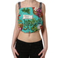 Multicolor Silk Vegetable Print Cropped Top