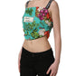 Multicolor Silk Vegetable Print Cropped Top