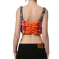 Multicolor Silk Vegetable Print Cropped Top