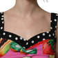 Multicolor Silk Cropped Bustier Corset Top