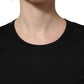 Black Cotton Short Sleeves Crew Neck T-shirt