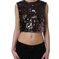 Purple Sequined Sleeveless Cropped Tank Top