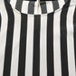Black White Stripes Round Neck Blouse Top