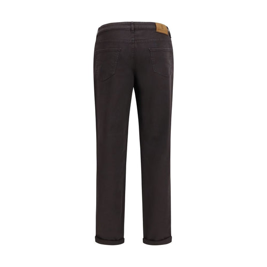 Brown Cotton Relaxed Fit Jeans