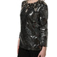 Metallic Gray Sequin Embellished Blouse Top