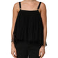 Black Sleeveless Floral Lace Tank Blouse Top