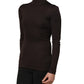 Brown Turtleneck Long Sleeves Blouse Top