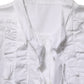 White Ruffled Bib Long Sleeves Blouse Top